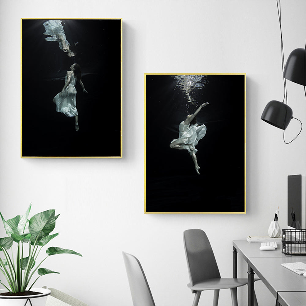 Wall art - Underwater Dancer (2 sets)- Canvas Prints- Poster Prints