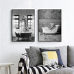 Wall art - Giraffe And Elephant In Bathroom (2 sets)- Canvas Prints- Poster Prints