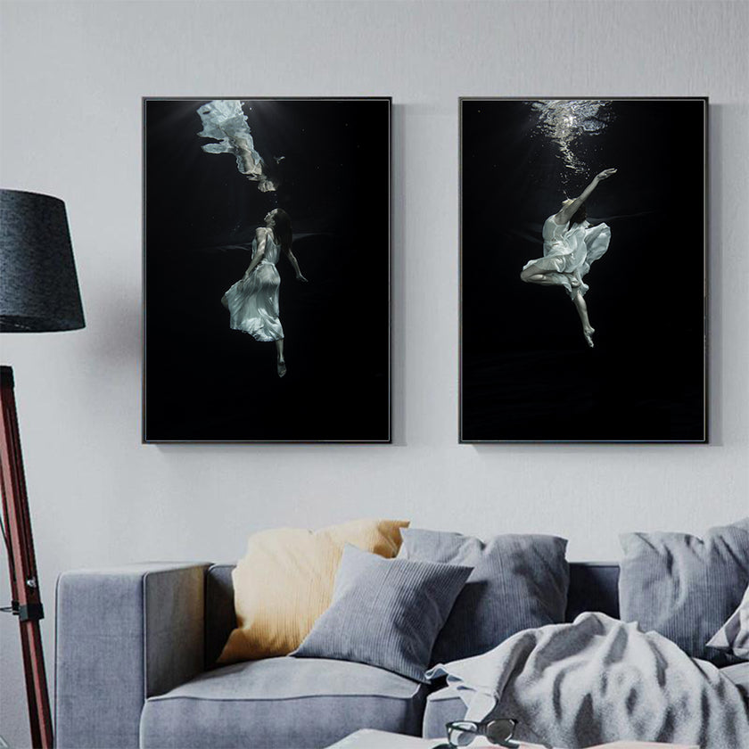 Wall art - Underwater Dancer (2 sets)- Canvas Prints- Poster Prints