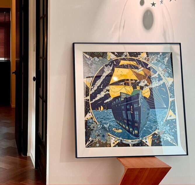 Scarf 90 frame | Scarf Frame in Black | Scarf Frame | Frame for Scarf | Vintage Scarf | Silk Scarf Frame | Framed Wall Art, scarf gold frame