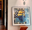 Scarf 90 frame | Scarf Frame in Black | Scarf Frame | Frame for Scarf | Vintage Scarf | Silk Scarf Frame | Framed Wall Art, scarf gold frame