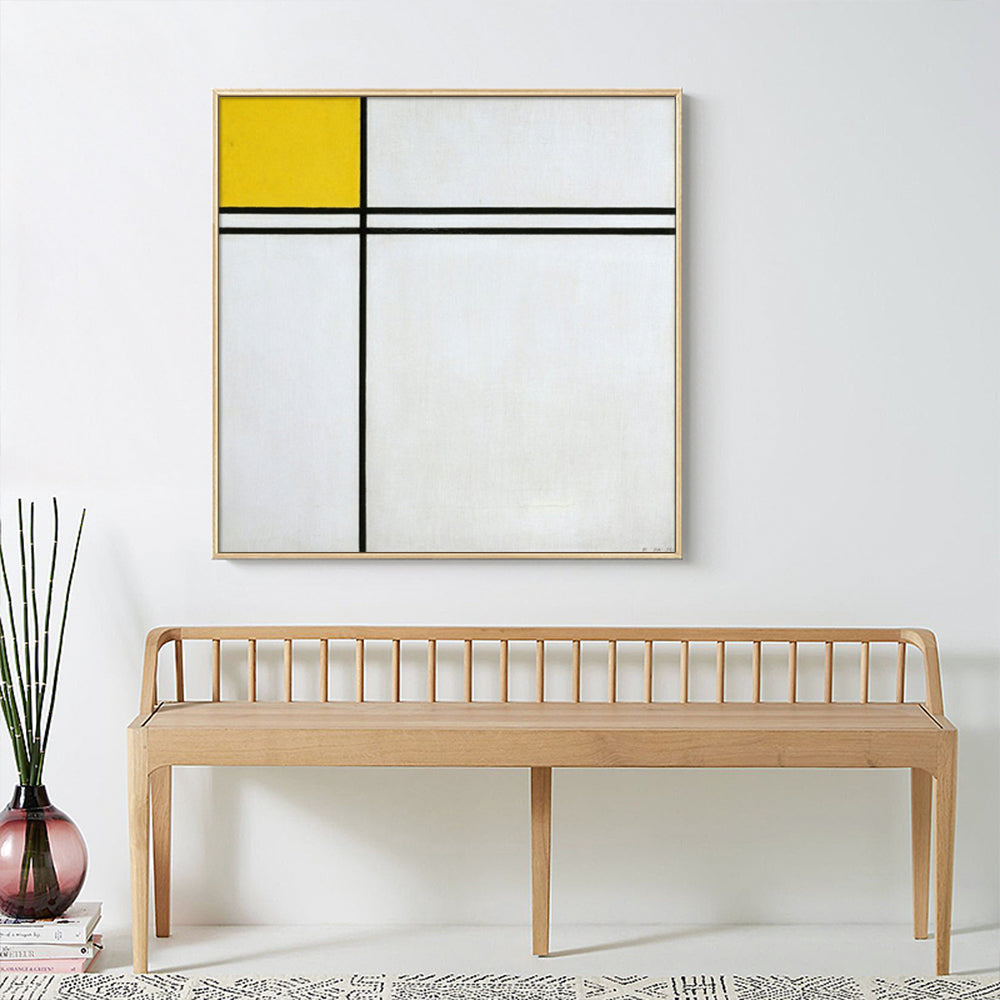 Wall Art - Double Line and Yellow By Piet Mondrian  - Canvas Prints-Poster Prints