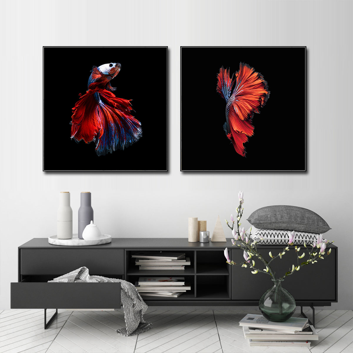 Wall Art - Siamese Fighting Fish (2 sets)- Canvas Prints-Poster Prints