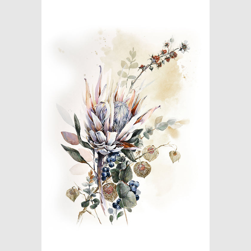 Wall art - Berries And Protea 2 sets- Canvas Prints- Poster Prints