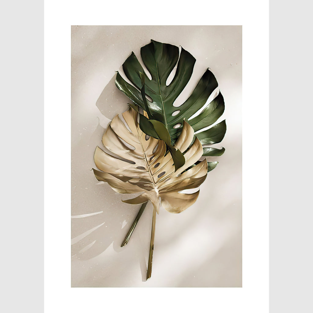 Wall Art - Golden Monstera Leaves 3 sets - Poster Prints -Canvas Prints