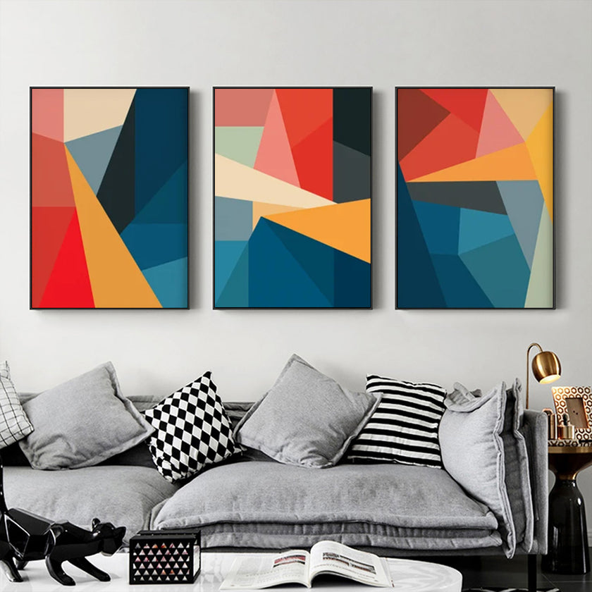 Wall Art - Abstract Color Block (3 Sets) - Poster Prints -Canvas Prints
