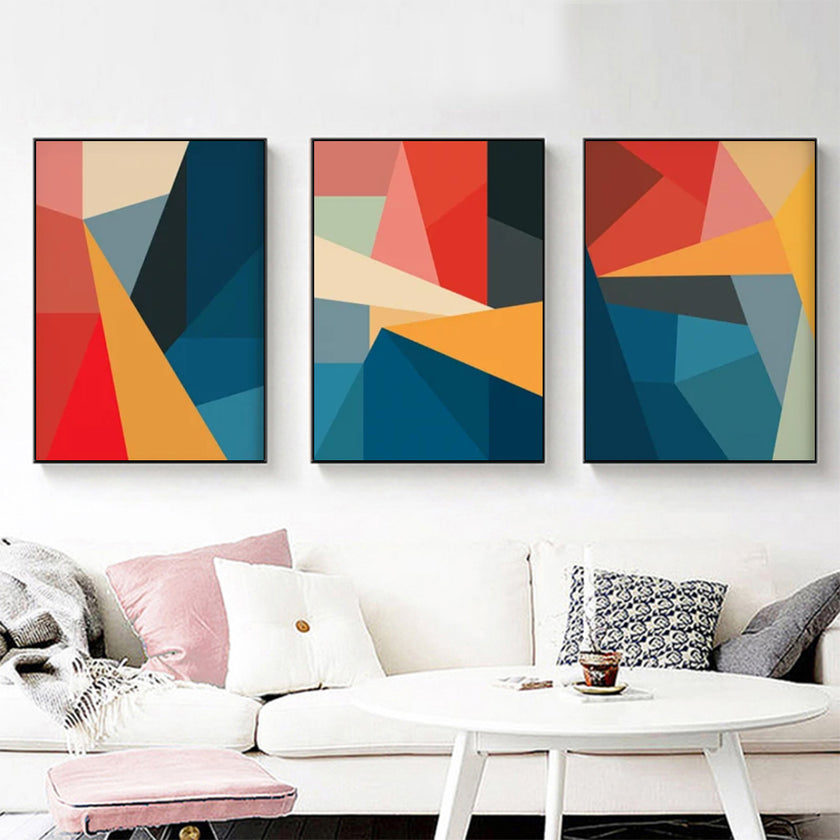 Wall Art - Abstract Color Block (3 Sets) - Poster Prints -Canvas Prints