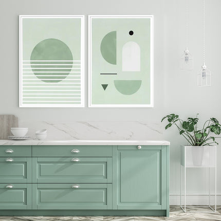 Wall art - Abstract Mint Green (2 sets)- Canvas Prints- Poster Prints