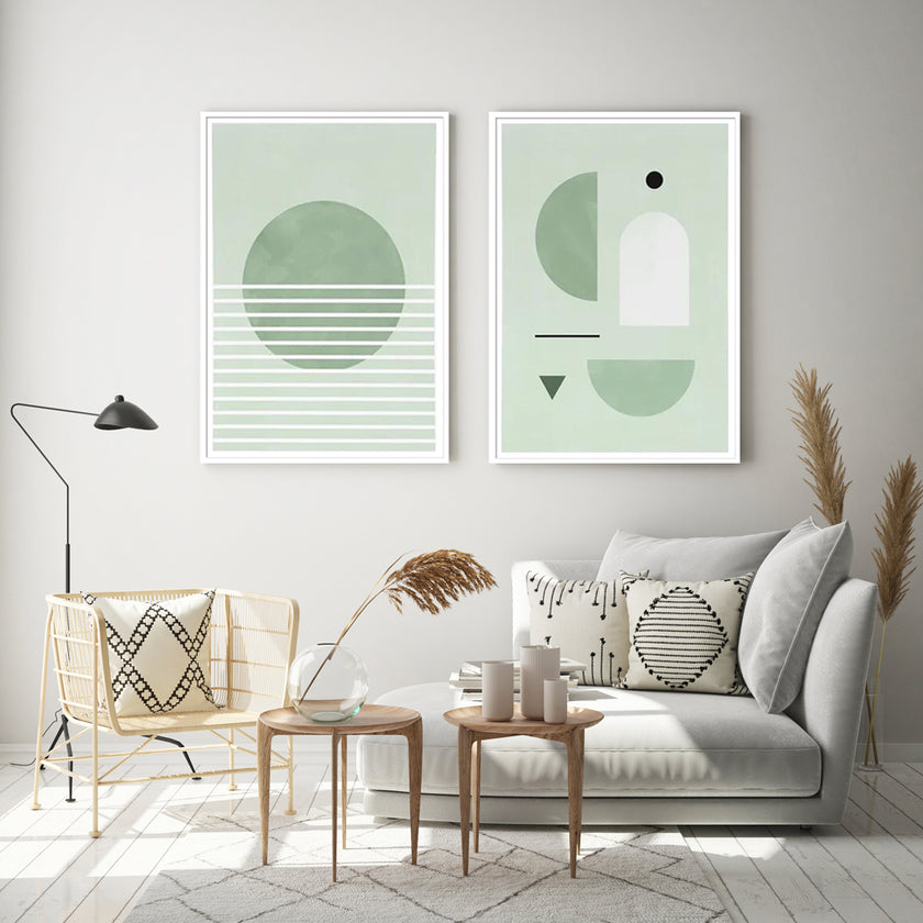 Wall art - Abstract Mint Green (2 sets)- Canvas Prints- Poster Prints