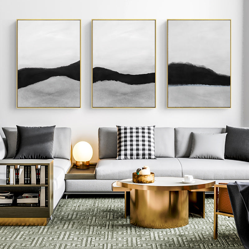 Wall Art -Abstract Black White Mountain ( 3 sets )- Poster Prints -Canvas Prints