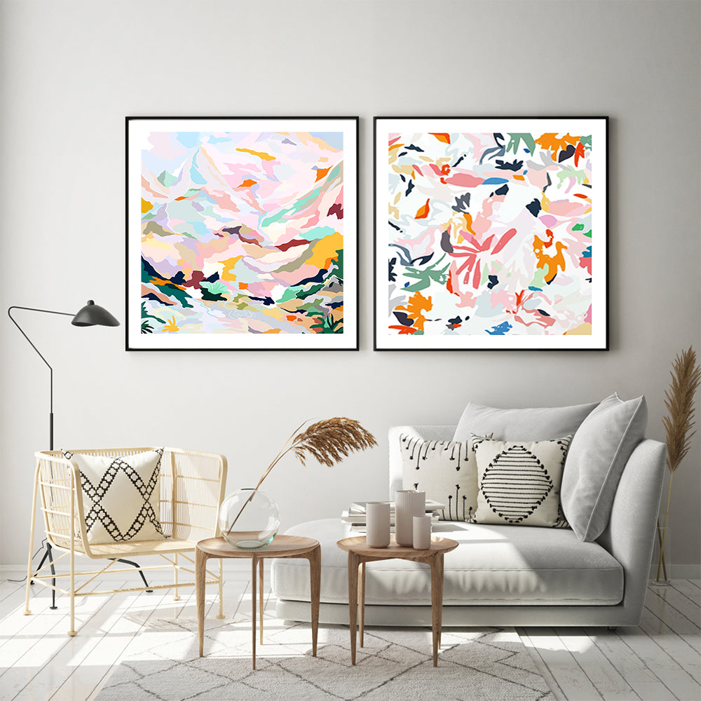Wall Art - Abstract Mountain And Leaves 2 sets - Canvas Prints-Poster Prints