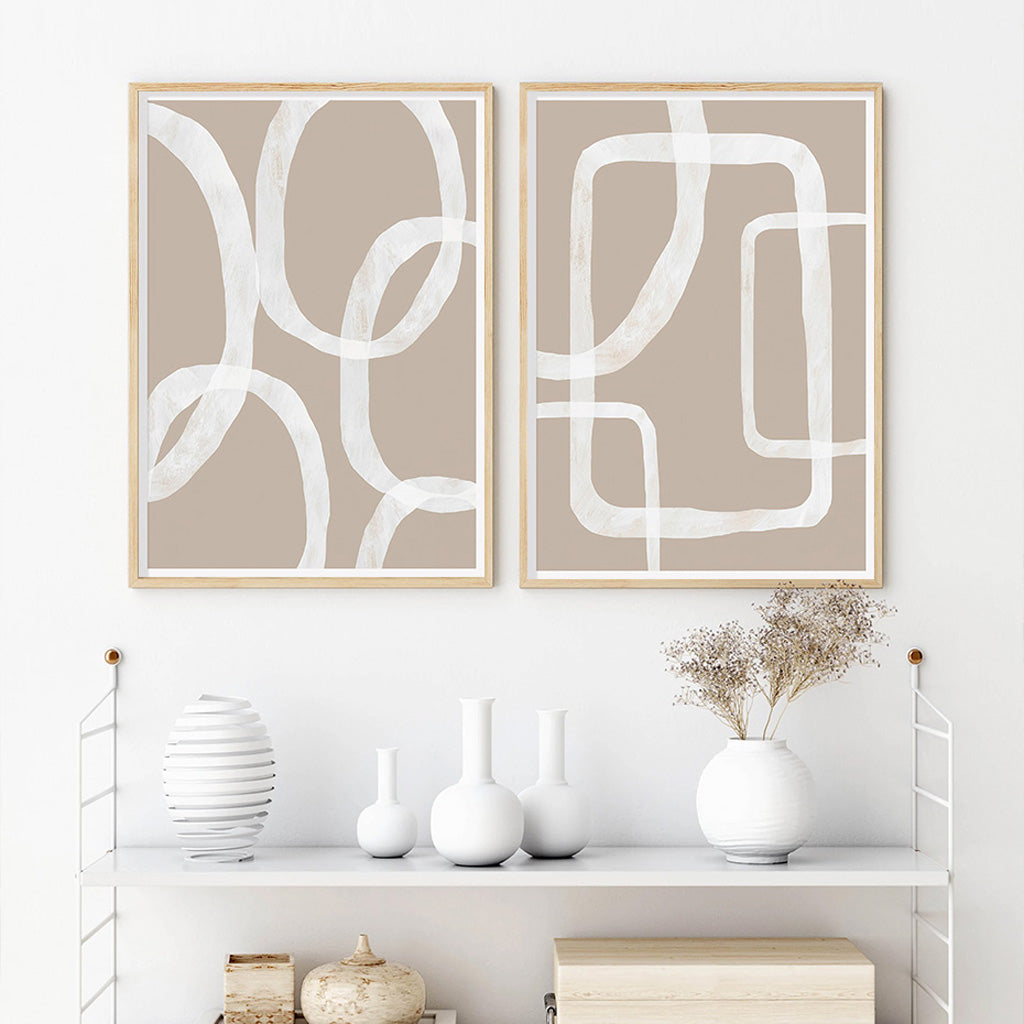 Wall art - Abstract White Lines 2 sets - Canvas Prints- Poster Prints