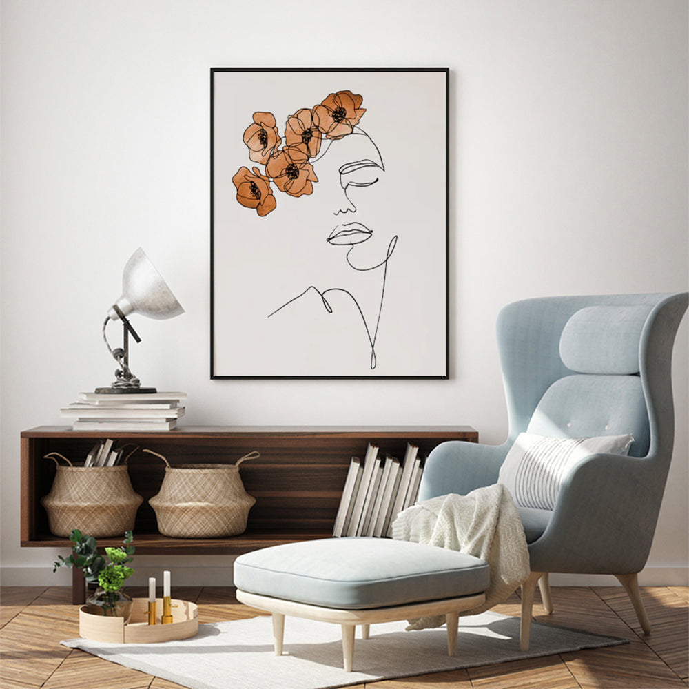Wall Art - Abstract Woman with Flowers - Canvas Prints-Poster Prints