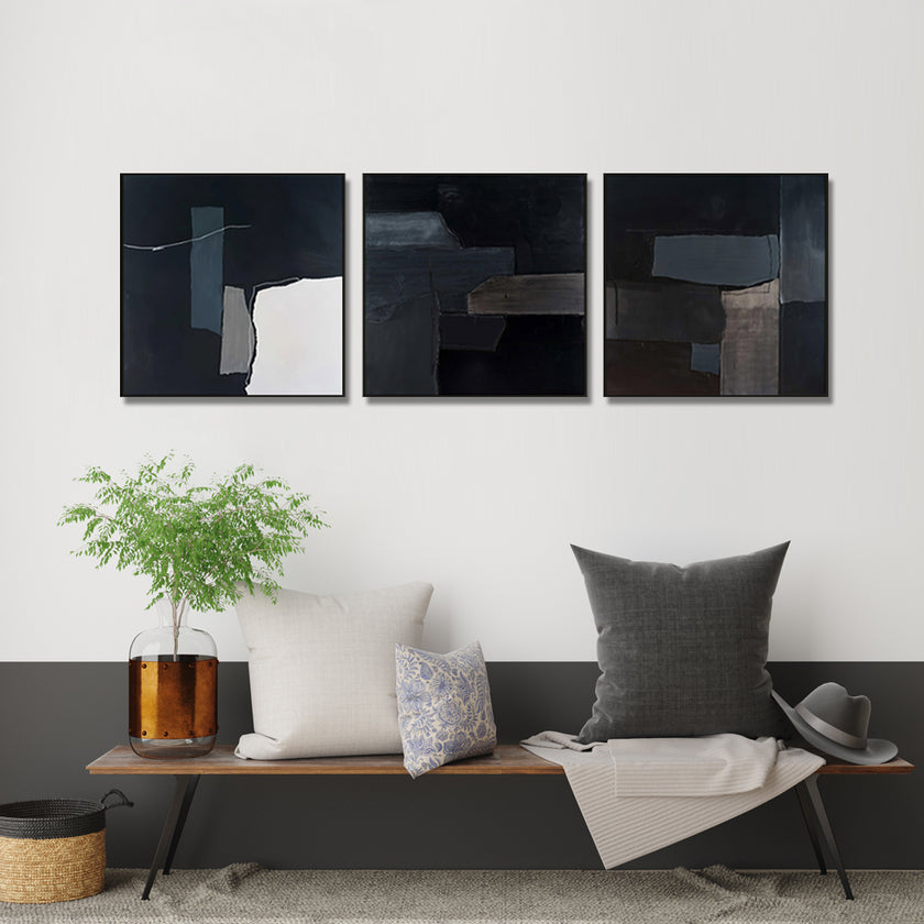 Wall Art - Abstract Black 3 Sets - Canvas Prints - Poster Prints