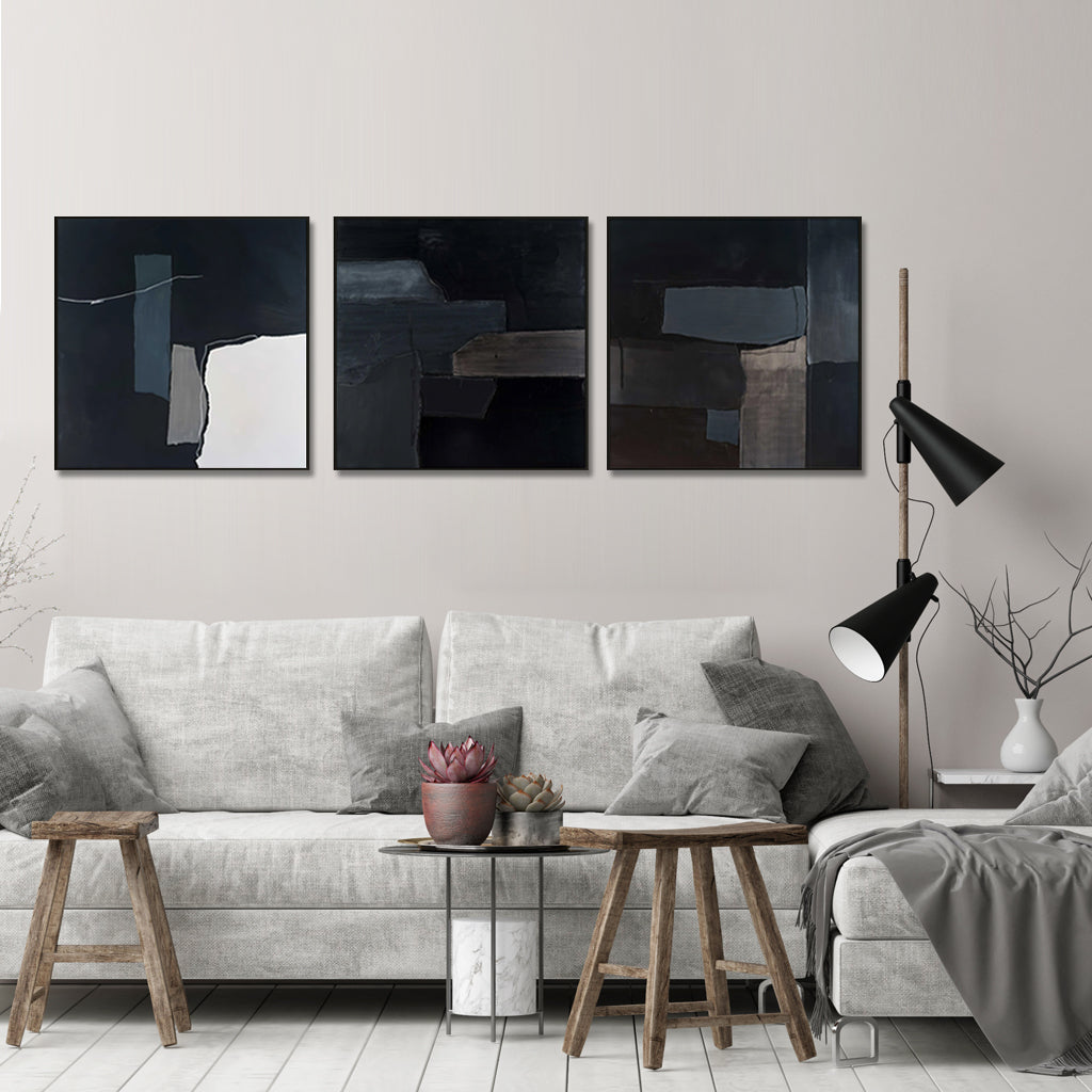 Wall Art - Abstract Black 3 Sets - Canvas Prints - Poster Prints