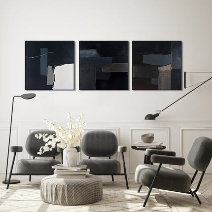 Wall Art - Abstract Black 3 Sets - Canvas Prints - Poster Prints