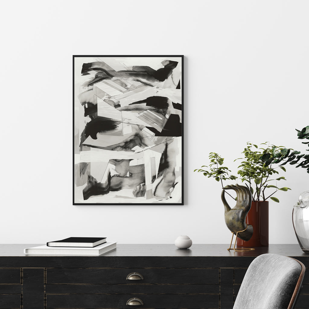 Wall art - Abstract Black and White 2 sets- Canvas Prints- Poster Prints