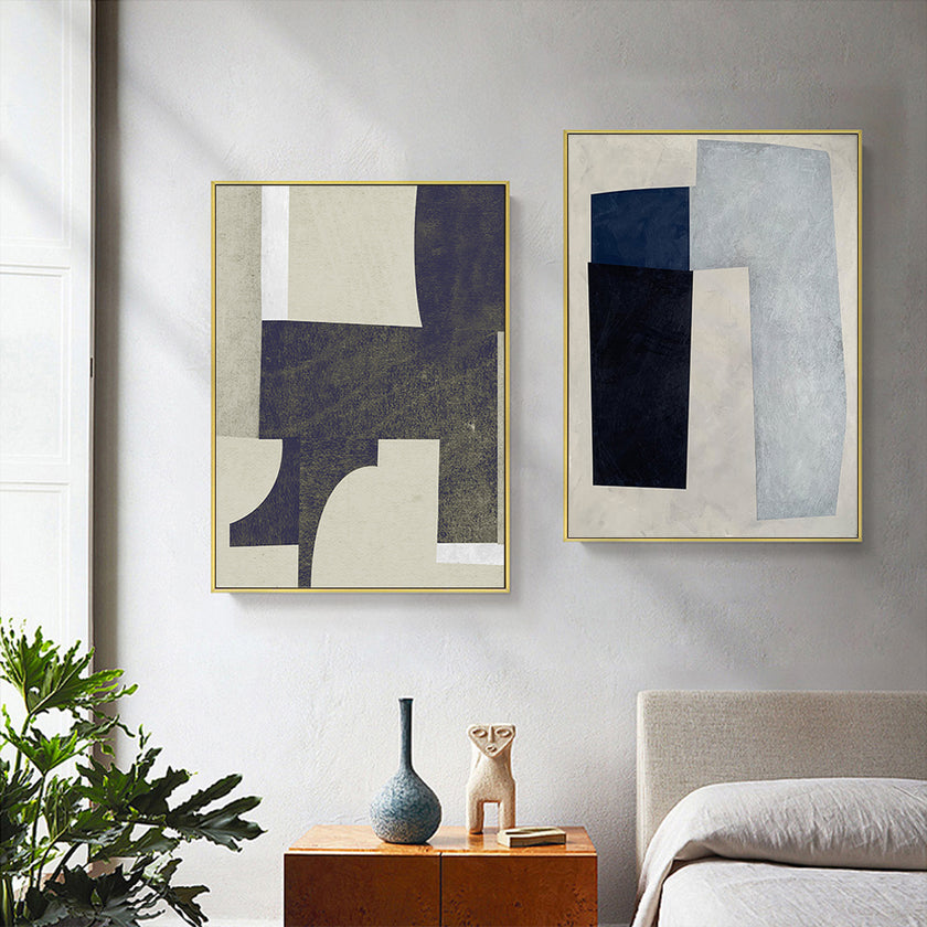 Wall art - Abstract Blue And Grey (2 sets)- Canvas Prints- Poster Prints