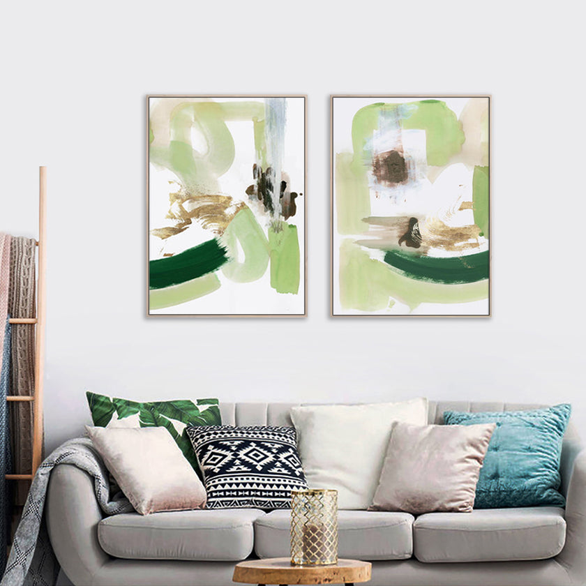 Wall art - Abstract Green Mint (2 sets)- Canvas Prints- Poster Prints