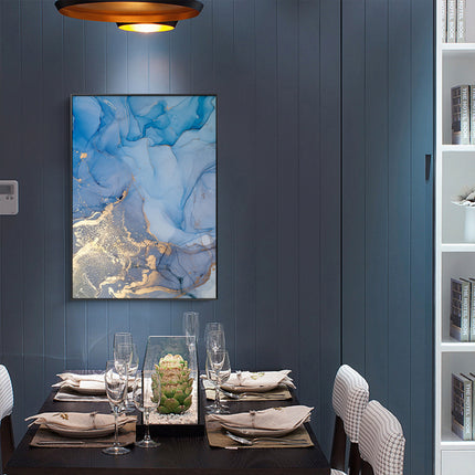 Wall art - Light Blue Marble With Gold Splash - Canvas Prints - Poster Prints