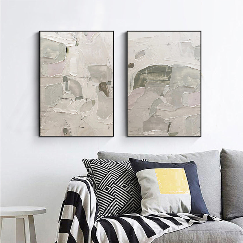 Wall art - Abstract Mint Grey (2 sets)- Canvas Prints- Poster Prints