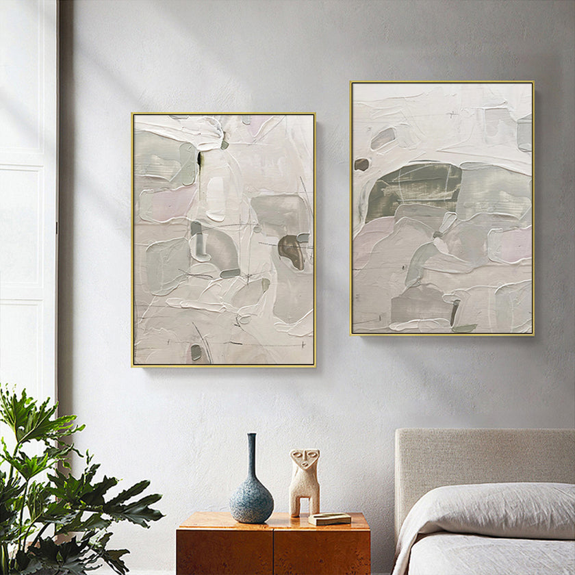 Wall art - Abstract Mint Grey (2 sets)- Canvas Prints- Poster Prints
