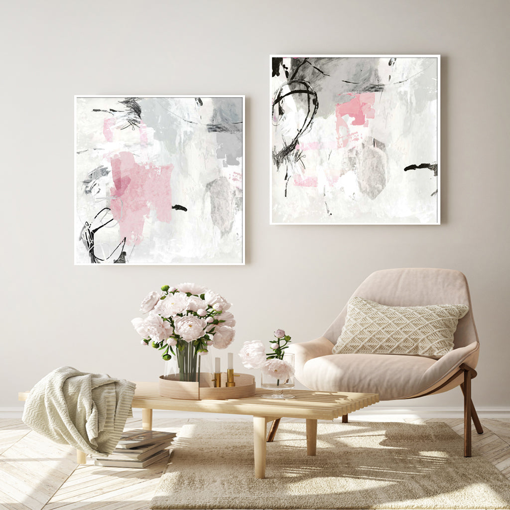 Wall Art - Abstract Pink Grey I - Canvas Prints-Poster Prints