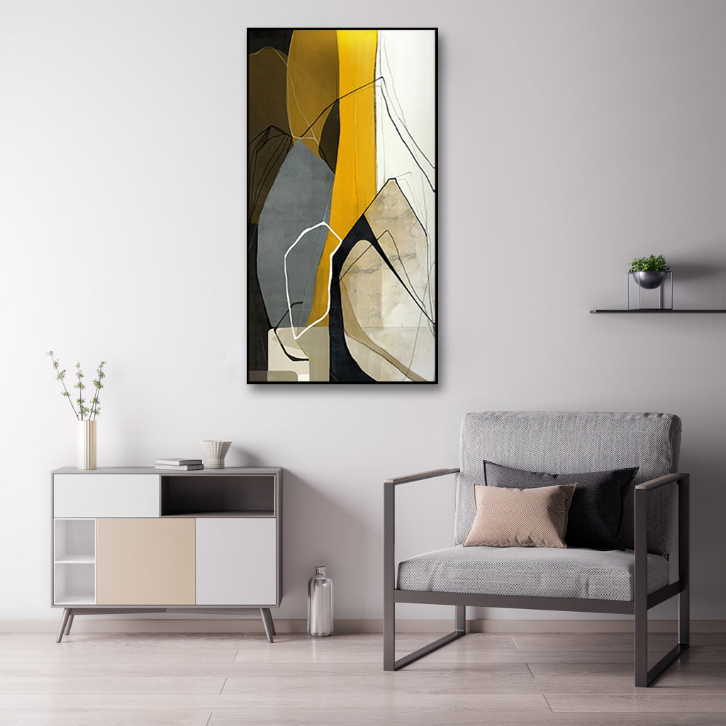 Wall Art – Abstract Yellow Black - Canvas Prints - Poster Prints