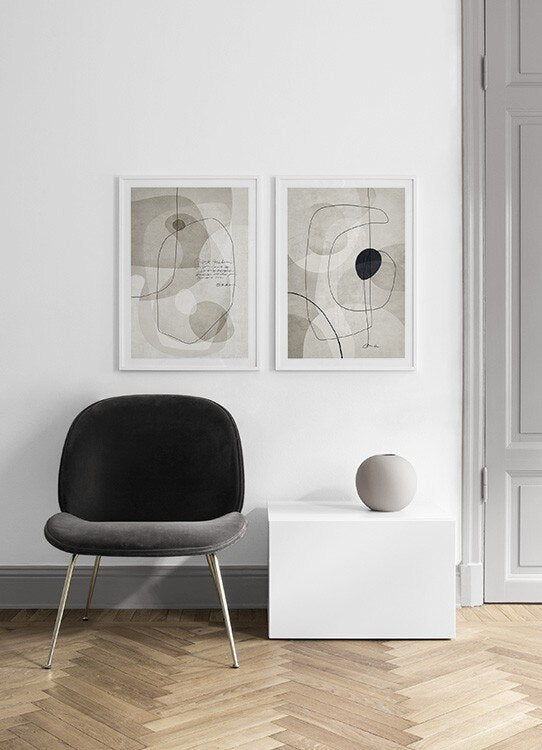Wall art - Beige Graphics 2 sets- Canvas Prints- Poster Prints