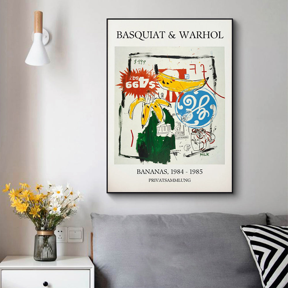 Wall Art - Basquiat Bananas 1985 Exhibition - Canvas Prints-Poster Prints