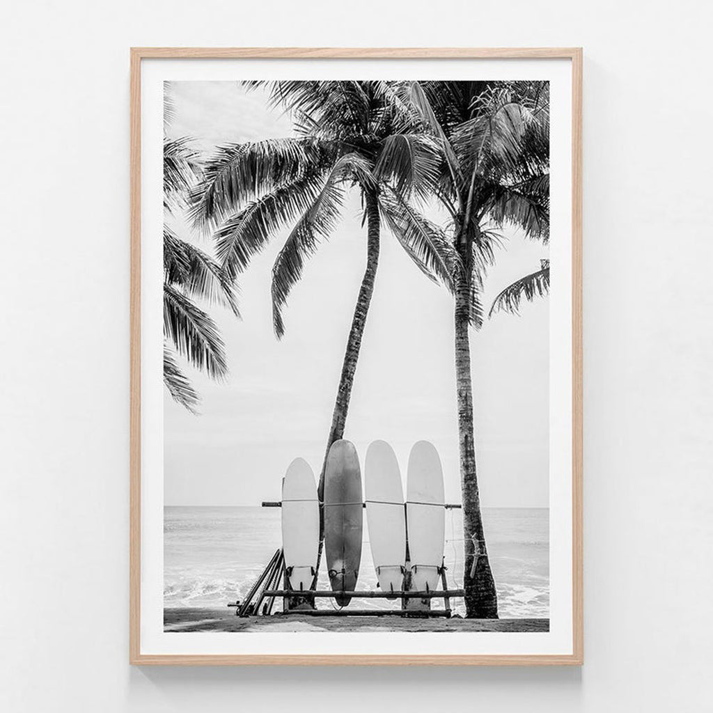 Landscape art prints - Beach Surfboards black - Canvas Prints - Poster Prints