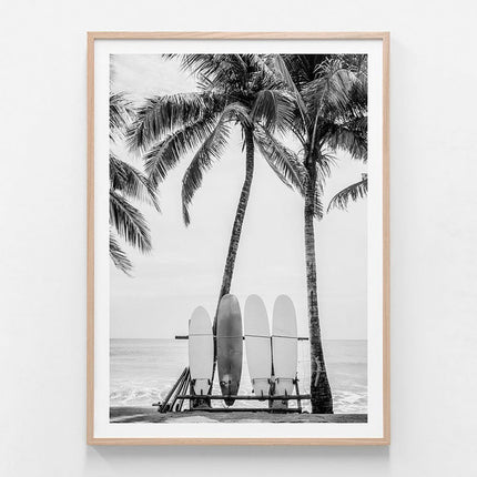 Landscape art prints - Beach Surfboards black - Canvas Prints - Poster Prints