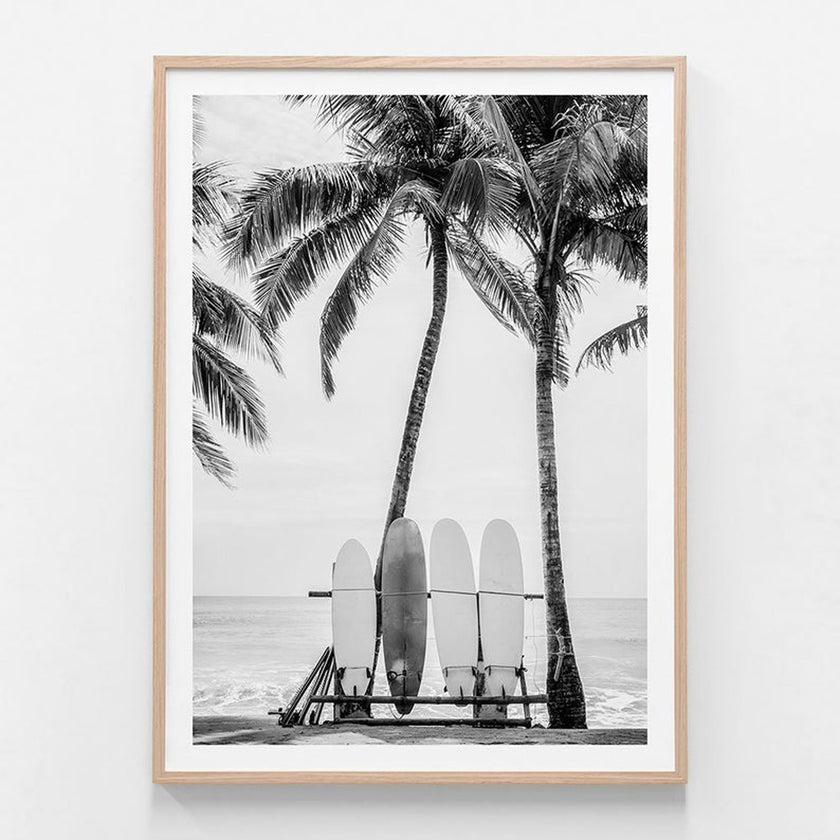 Landscape art prints - Beach Surfboards black - Canvas Prints - Poster Prints