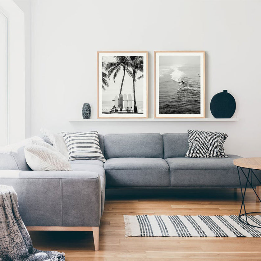 Landscape art prints - Beach Surfboards black - Canvas Prints - Poster Prints