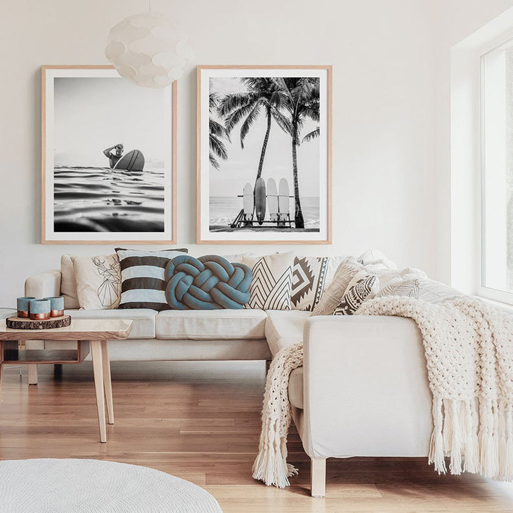 Landscape art prints - Beach Surfboards black - Canvas Prints - Poster Prints