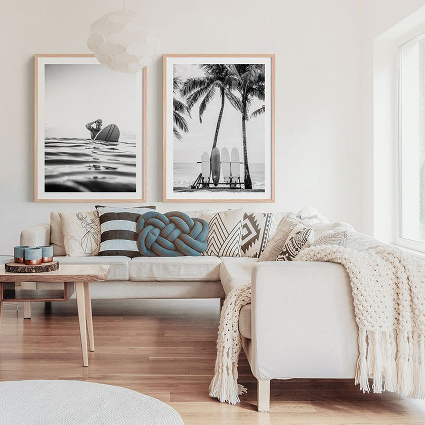 Landscape art prints - Beach Surfboards black - Canvas Prints - Poster Prints