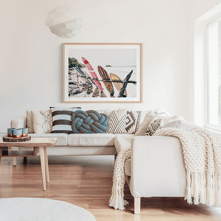 Landscape art prints - Beach Surfboards colour - Canvas Prints - Poster Prints