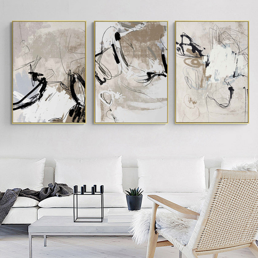 Wall Art  - Modern Abstract Beige 3 Sets - Poster Prints -Canvas Prints