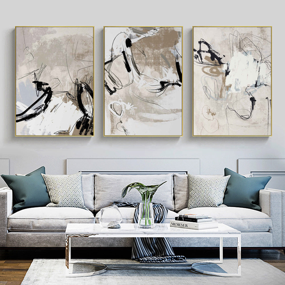 Wall Art  - Modern Abstract Beige 3 Sets - Poster Prints -Canvas Prints