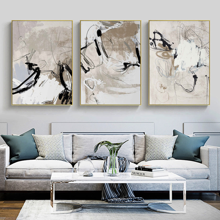 Wall Art  - Modern Abstract Beige 3 Sets - Poster Prints -Canvas Prints