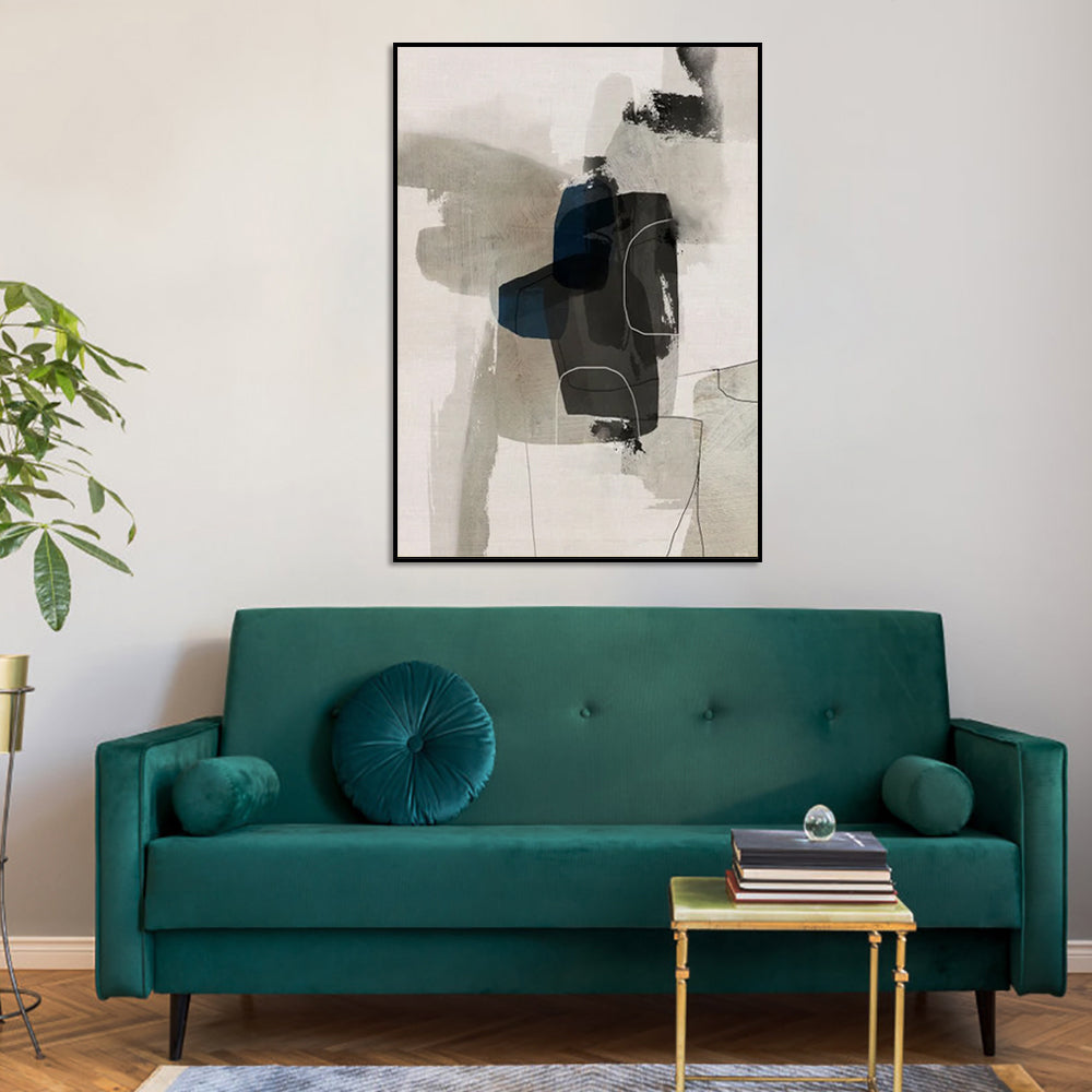 Wall Art - Abstract Beige Grey Blue - Canvas Prints-Poster Prints