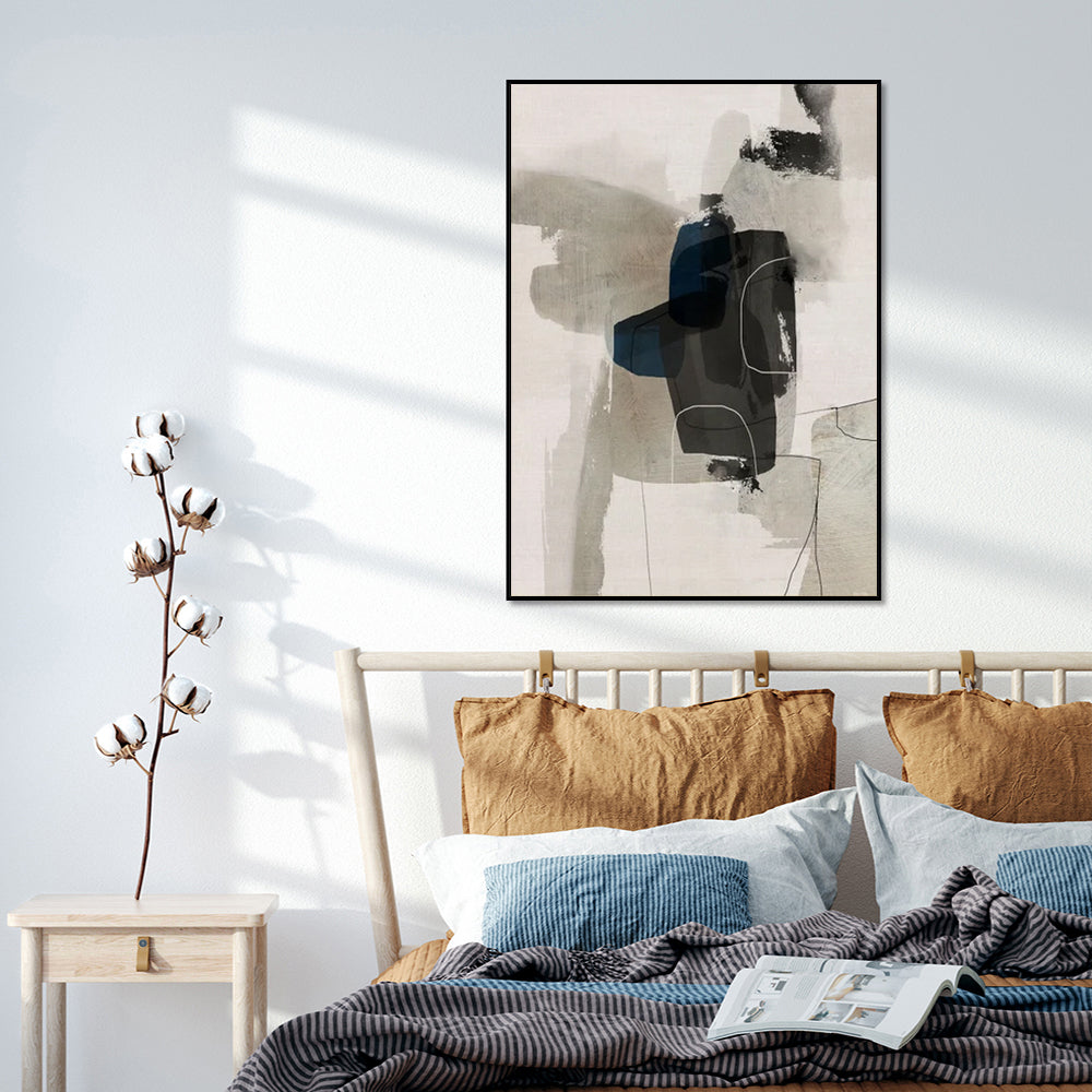 Wall Art - Abstract Beige Grey Blue - Canvas Prints-Poster Prints