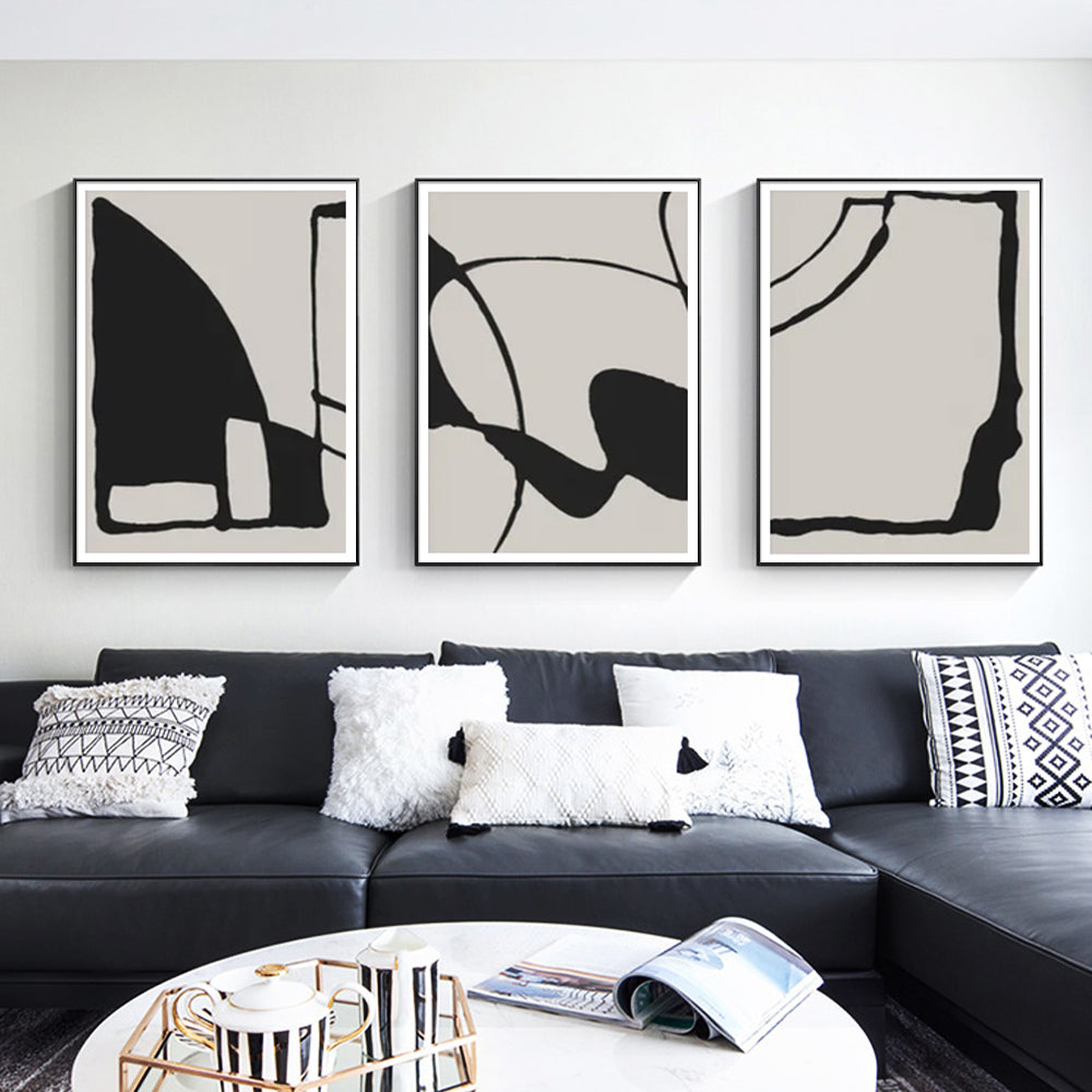 Wall Art  - Black Beige 3 Sets - Poster Prints -Canvas Prints