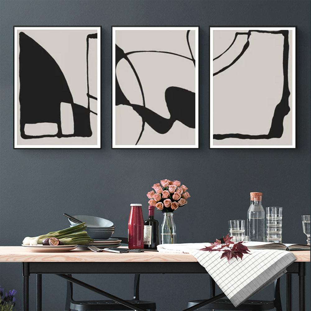 Wall Art  - Black Beige 3 Sets - Poster Prints -Canvas Prints