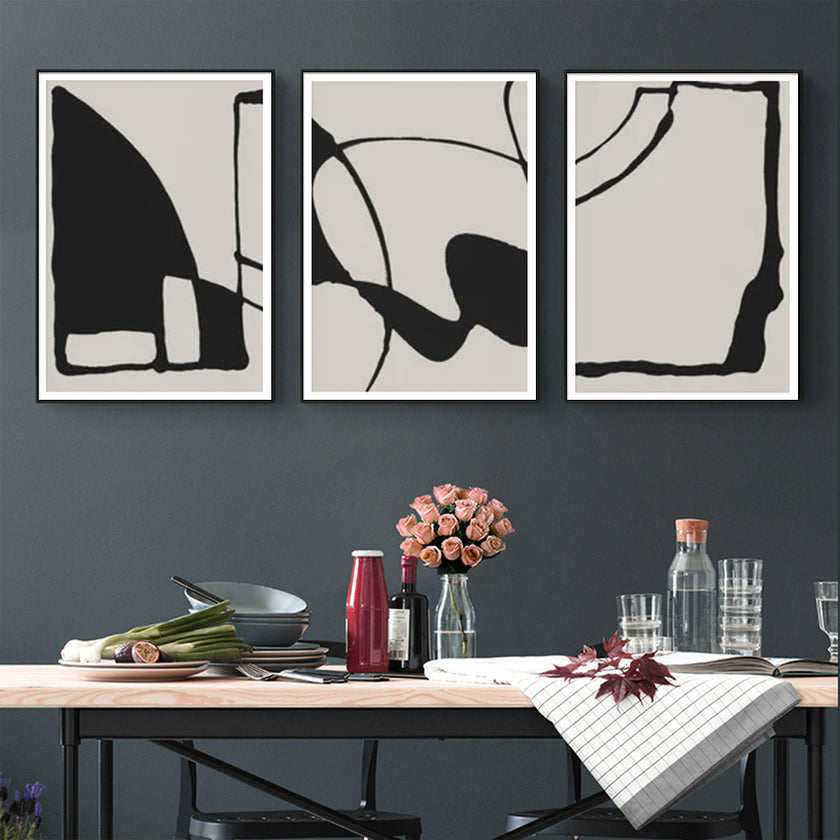 Wall Art  - Black Beige 3 Sets - Poster Prints -Canvas Prints