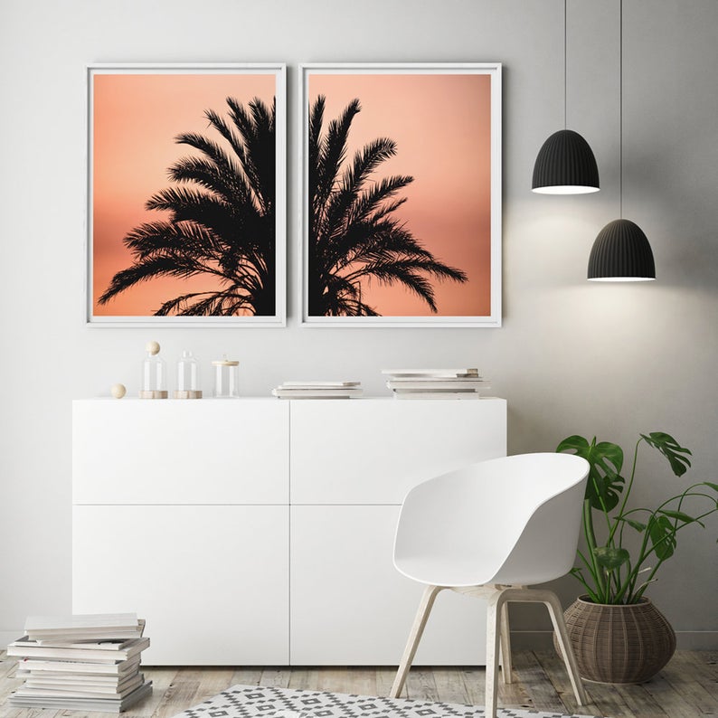 Wall art - Black Palm 2 sets- Canvas Prints- Poster Prints