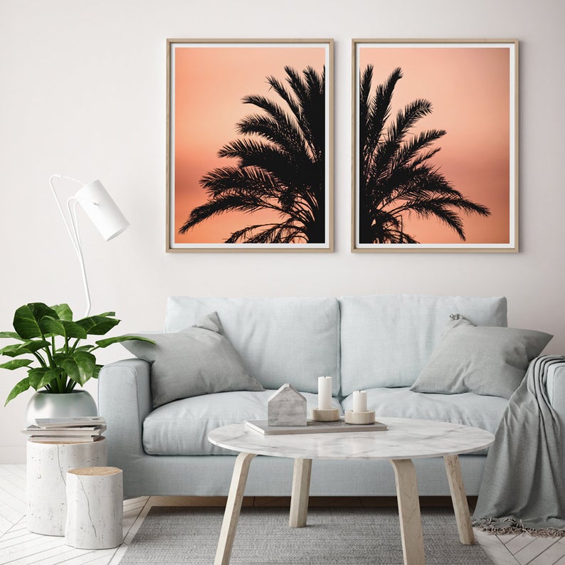Wall art - Black Palm 2 sets- Canvas Prints- Poster Prints