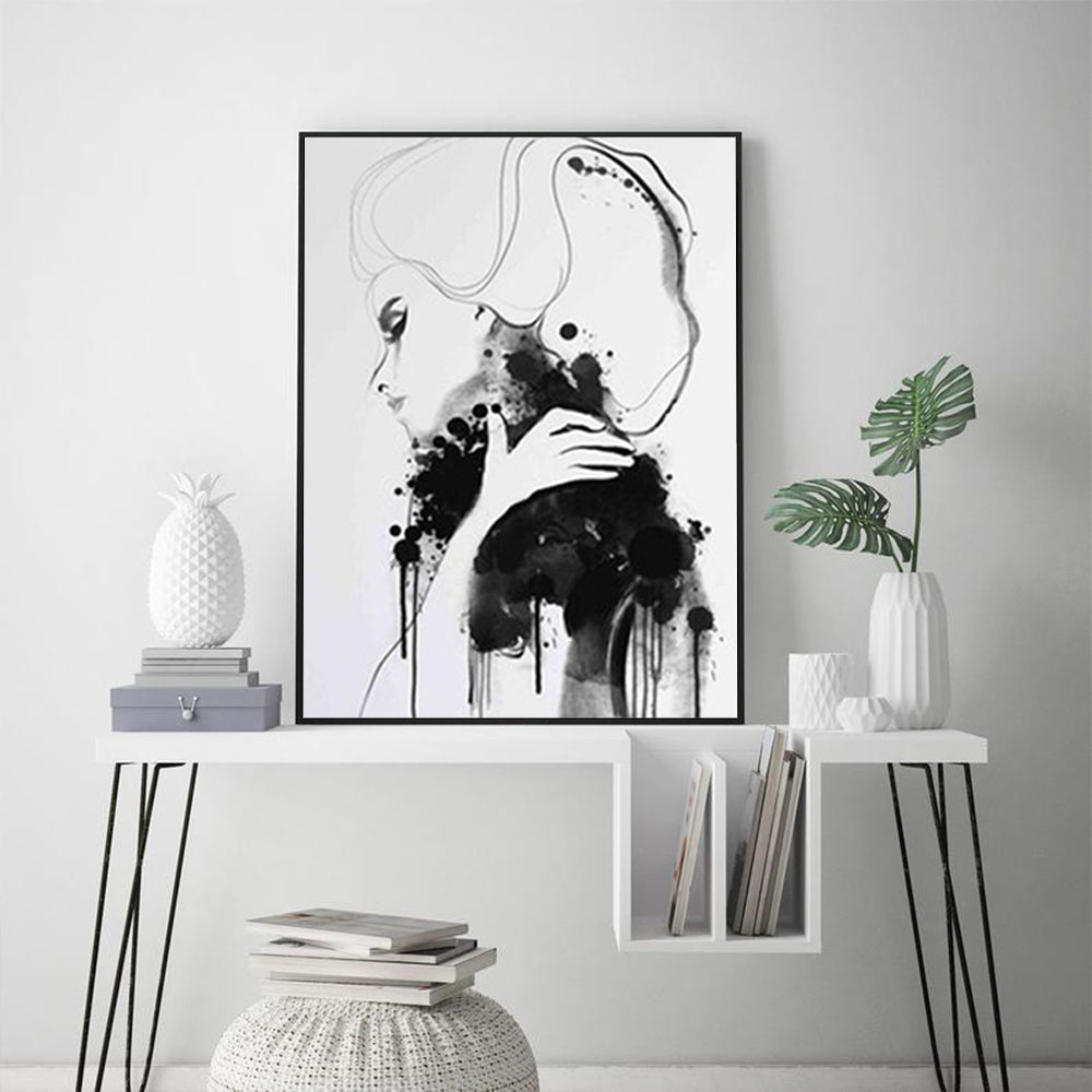Wall Art - Vogue Girl Black and White - Canvas Prints-Poster Prints