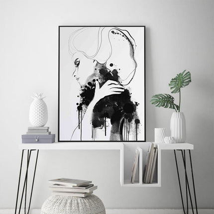 Wall Art - Vogue Girl Black and White - Canvas Prints-Poster Prints