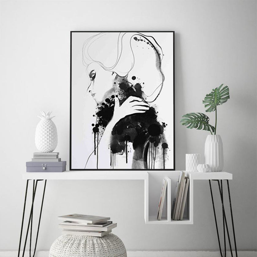 Wall Art - Vogue Girl Black and White - Canvas Prints-Poster Prints